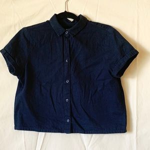 🦋 MONKL Cropped Jean Button Up Shirt